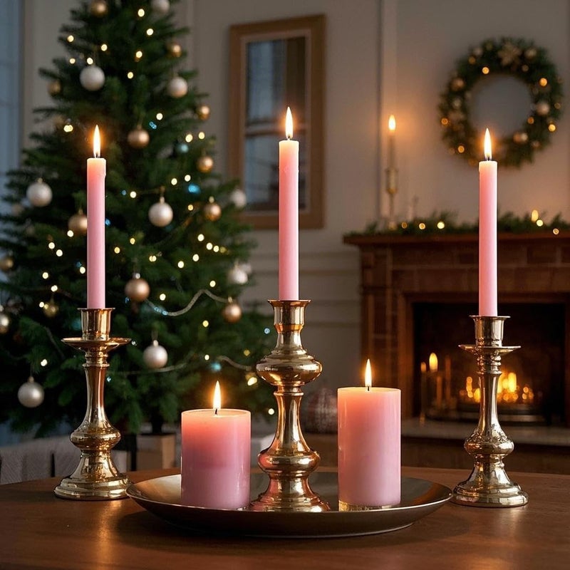 Sihuida 12 Pack 10 inch Pink Taper Candles, Unscented Dripless Candlestick Bulk for Home Dinner Wedding Romantic, Long-Lasting Burn Time of 7-8 Hours - Image 2